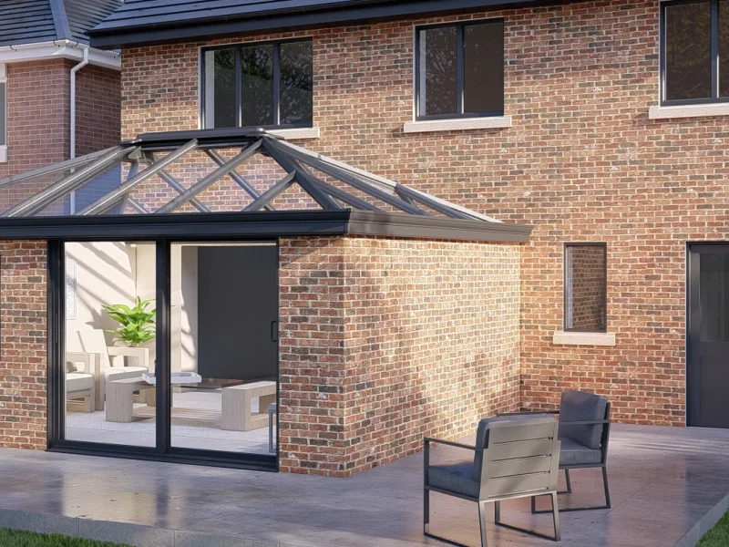 GLASS ROOF BRICK GREY PATIO