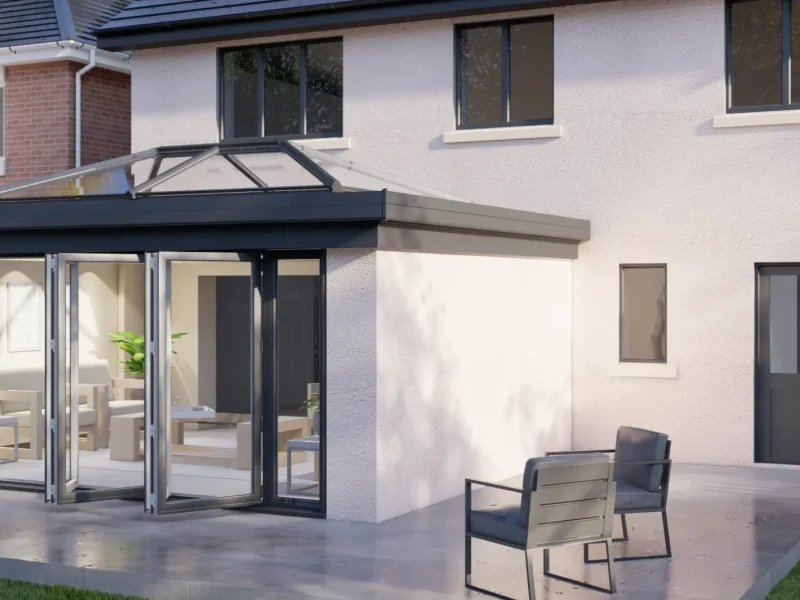 LANTERN ROOF RENDER GREY BI FOLD